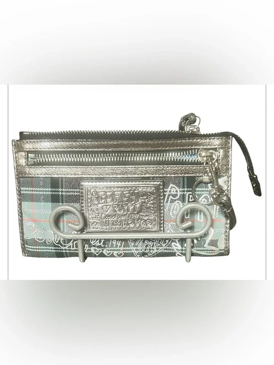 Coach Poppy Tartan Plaid Wristlet - Picture 1 of 6